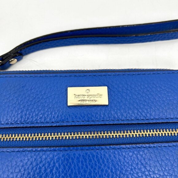 KATE SPADE Blue Cobble Hill Pebbled Leather Clutch Wristlet Purse Bag - Picture 3 of 9